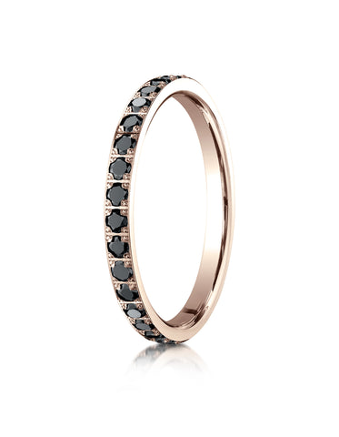 Benchmark 14k Rose Gold 2mm Pave Set Black Diamond Ring (0.32Ct.), (Sizes 4-9.5)