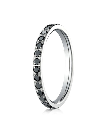 Benchmark 18K White Gold 2mm Pave-set Black Diamond Eternity Wedding Band Ring (0.6 - 0.9 ct.)