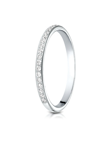 Benchmark 14K White Gold 2mm Pave-set Diamond Wedding Band Ring (0.28 ct., Sizes 4 - 15 )