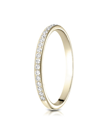 Benchmark 14K Yellow Gold 2mm Pave-set Diamond Wedding Band Ring (0.28 ct., Sizes 4 - 15 )