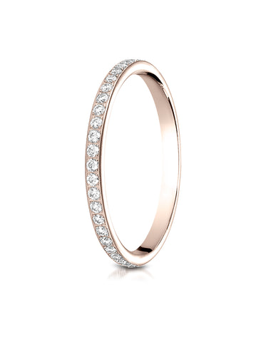 Benchmark 14K Rose Gold 2mm Pave-set Diamond Eternity Wedding Band Ring, (0.39 ct. - 0.58 ct.)