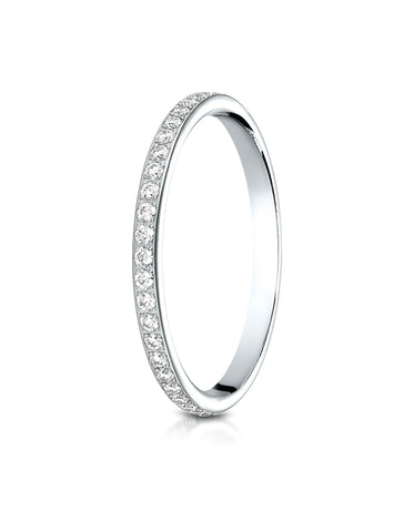 Benchmark 14K White Gold 2mm Pave-set Diamond Eternity Wedding Band Ring, (0.39 ct. - 0.60 ct.)