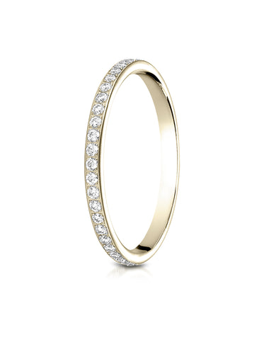 Benchmark 14K Yellow Gold 2mm Pave-set Diamond Eternity Wedding Band Ring, (0.39 ct. - 0.60 ct.)