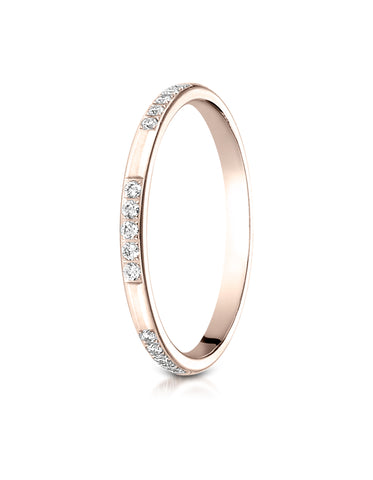 Benchmark 14K Rose Gold 2mm Pave-set Diamond Wedding Band Ring (0.15 ct., Sizes 4 - 15 )