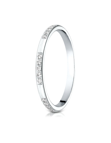Benchmark 14K White Gold 2mm Pave-set Diamond Wedding Band Ring (0.15 ct., Sizes 4 - 15 )