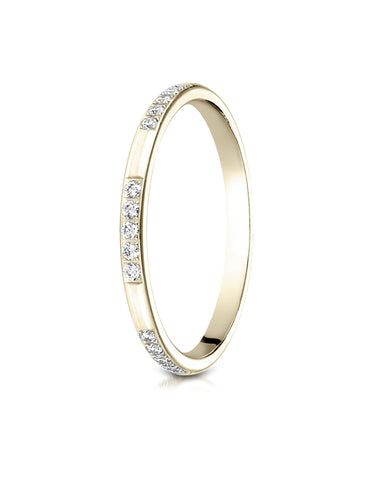 Benchmark 14K Yellow Gold 2mm Pave-set Diamond Wedding Band Ring (0.15 ct., Sizes 4 - 15 )