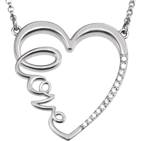 Sterling Silver 1/6 CTW Diamond "Love" Heart Infinity-Inspired 18" Necklace