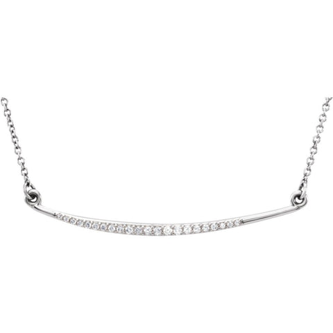 Platinum 1/8 CTW Diamond Curved Bar 16" Necklace
