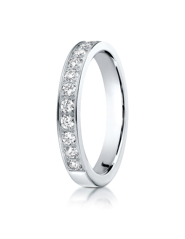 Benchmark 14K White Gold 3mm High Polish Pave-set 12-Stone Diamond Wedding Band Ring (0.48 ct.)