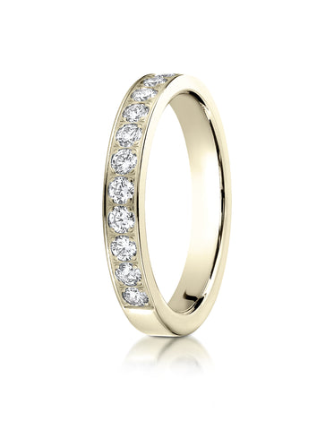Benchmark 14K Yellow Gold 3mm High Polish Pave-set 12-Stone Diamond Wedding Band Ring (0.48 ct.)