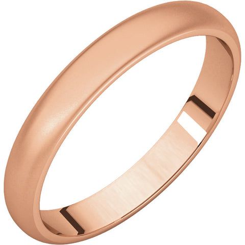 14k Rose Gold 3mm Half Round Band , Size 4