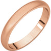 10k Rose Gold 3mm Half Round Band , Size 8