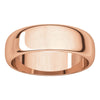 10k Rose Gold 6mm Half Round Wedding Band, Size 12