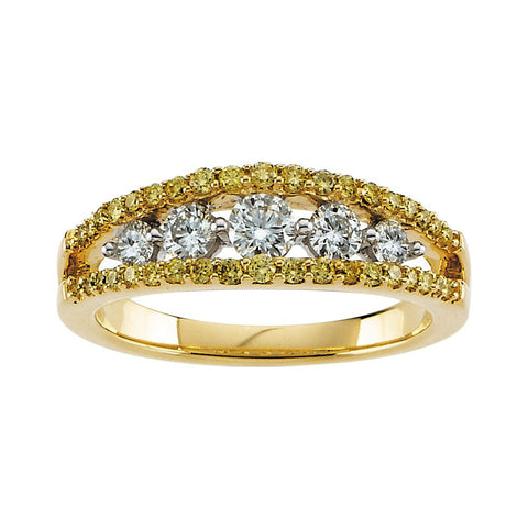 14k Yellow Gold 3/4 CTW Diamond Anniversary Band, Size 7