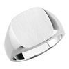 14.00 mm Men's Signet Ring with Brush Finished Top in 14k White Gold ( Size 10 )