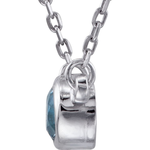 Sterling Silver Swiss Blue Topaz Bezel 16" Necklace