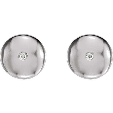 14k White Gold .03 CTW Diamond Domed Earrings