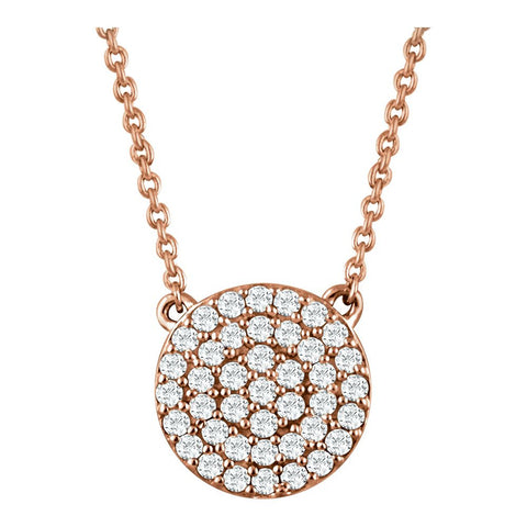 14k Rose Gold 1/3 CTW Diamond Cluster 16-18" Necklace