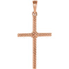 31.95X16.25mm Rope Cross Pendant in 14K Rose Gold