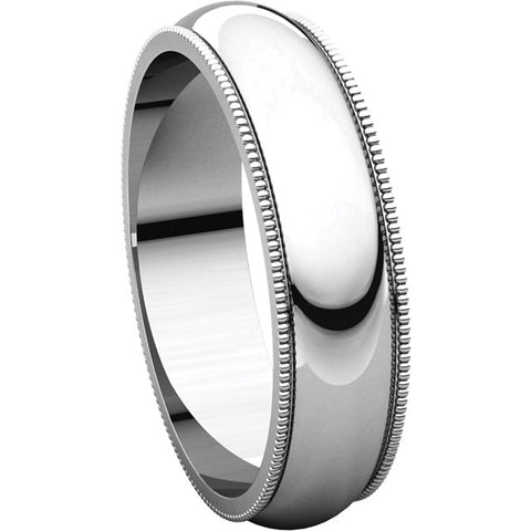 14k White Gold 5mm Milgrain Band, Size 5