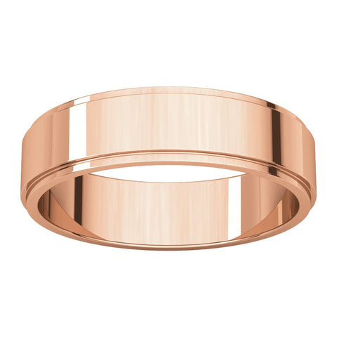14k Rose Gold 5mm Flat Edge Band, Size 7.5