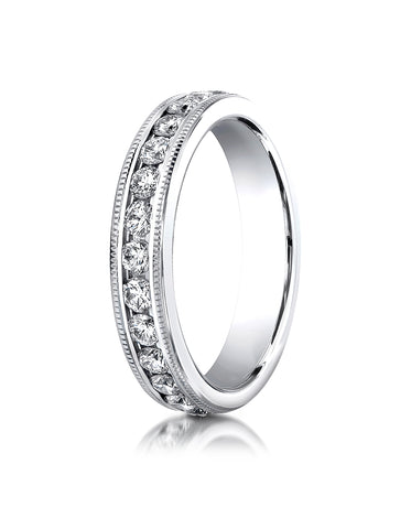 Benchmark Platinum 4mm Channel Set Eternity Wedding Band Ring with Milgrain. (0.96 - 1.44 ct.)
