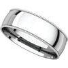 14k White Gold 6mm Light Comfort Fit Milgrain Band , Size 10.5