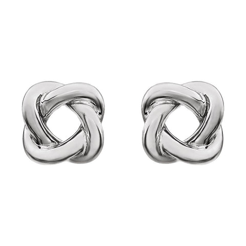 14k White Gold Knot Design Earrings