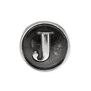 Sterling Silver 10.6mm Letter "J" Alpha Cylinder Bead
