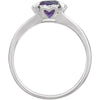 14k White Gold Amethyst & .05 CTW Diamond Ring, Size 7