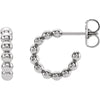 14k White Gold 12mm Beaded Hoop Earrings