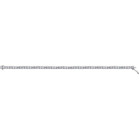Sterling Silver 3mm Round Cubic Zirconia Bracelet