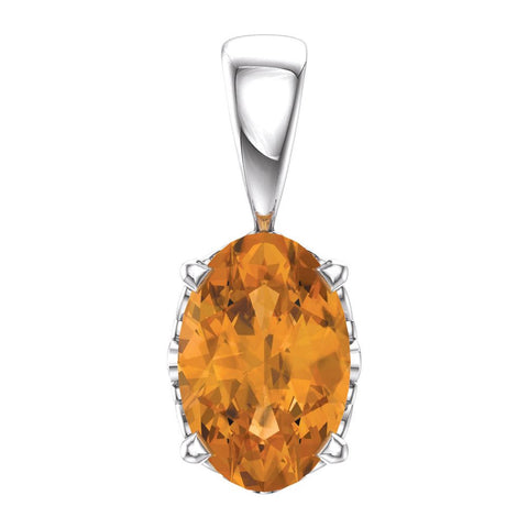 14k White Gold Citrine Pendant