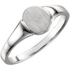 Round Signet Ring in 14k White Gold ( Size 6 )