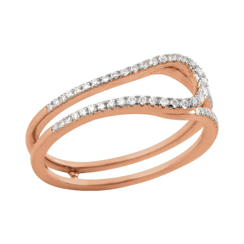 14k Rose Gold 1/4 CTW Diamond Freeform Ring, Size 7