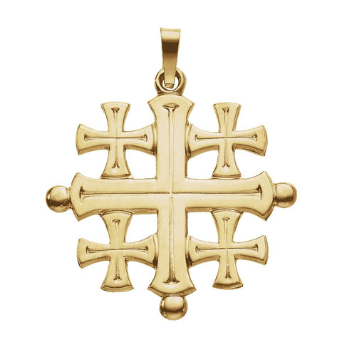 14k Yellow Gold 27x26mm Jerusalem Cross Pendant