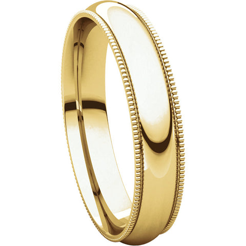 18k Yellow Gold 4mm Milgrain Comfort Fit Band, Size 9