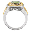 Sterling Silver & 14k Yellow Gold Peridot & Diamond Granulated Design Ring, Size 7