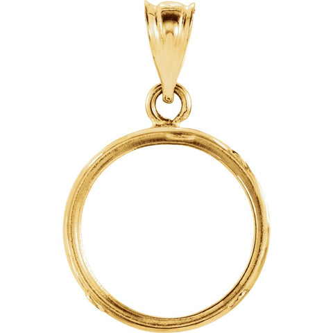 14k Yellow Gold 14x1mm Tab Back Frame Pendant for 1/20 Ounce Chinese Panda Coin