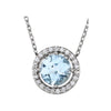 14K White Gold Aquamarine & 0.06 CTW Diamond 16-Inch Necklace