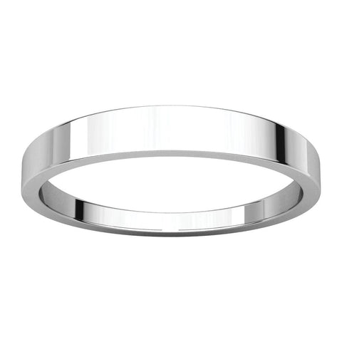 14k White Gold 3mm Flat Tapered Band, Size 7.5