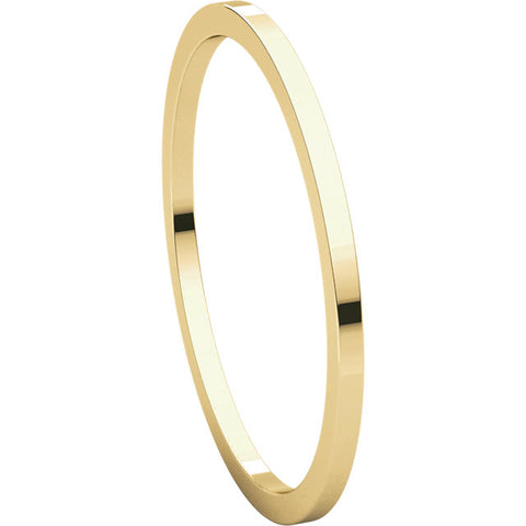 14k Yellow Gold 1mm Flat Band, Size 8