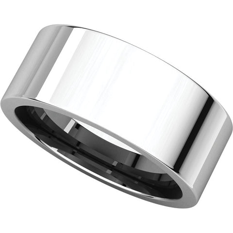14k White Gold 8mm Flat Comfort Fit Band, Size 14
