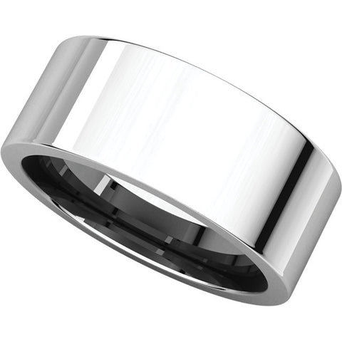 14k White Gold 8mm Flat Comfort Fit Band, Size 13