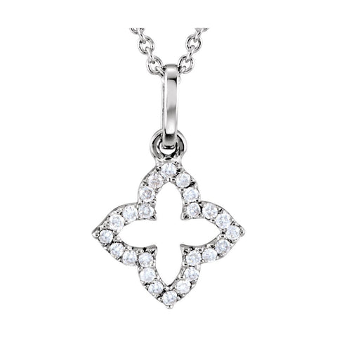 14k White Gold .07 CTW Petite Diamond Cross 16" Necklace