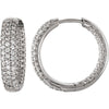 Pair of Cubic Zirconia Hinged Inside/Outside Hoop Earrings in Sterling Silver