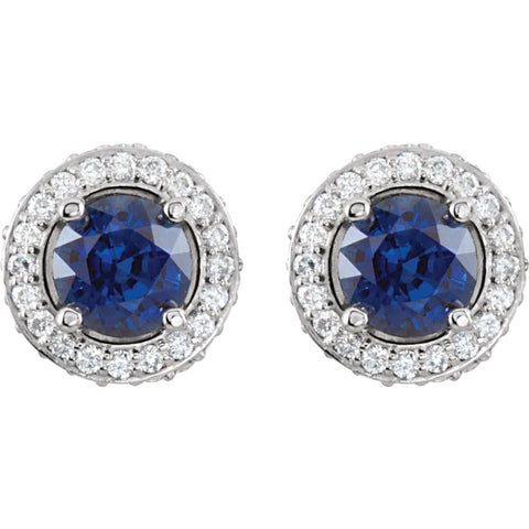 14k White Gold Blue Sapphire & 3/8 CTW Diamond Earrings