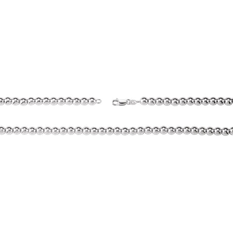 Sterling Silver 6mm Hollow Bead 18" Chain