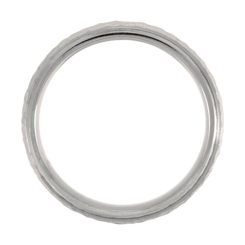 Titanium & Rose Immerse Plated 7mm Hammered Finish Beveled Edge Band Size 9.5