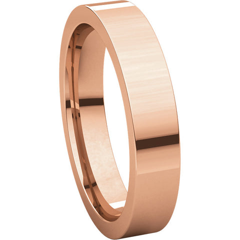 14k Rose Gold 4mm Flat Comfort Fit Band, Size 11